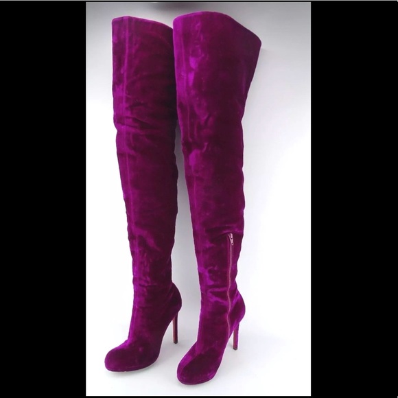 louboutin velvet boots